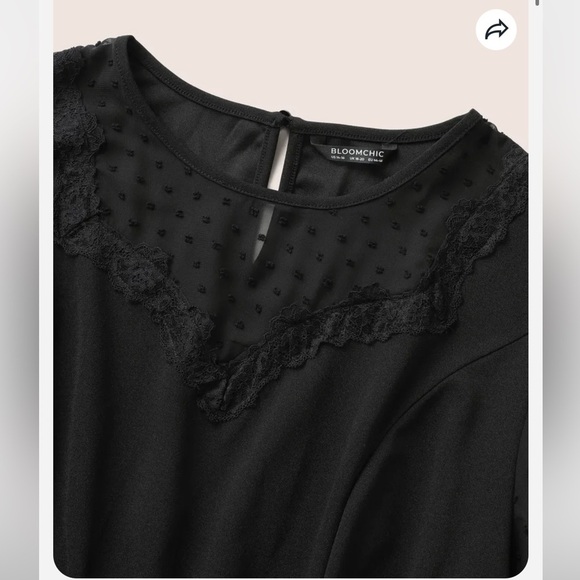 BloomChic Plus Size XL Solid Chiffon Crochet Lace Mesh Blouse us14-16 - Picture 4 of 5